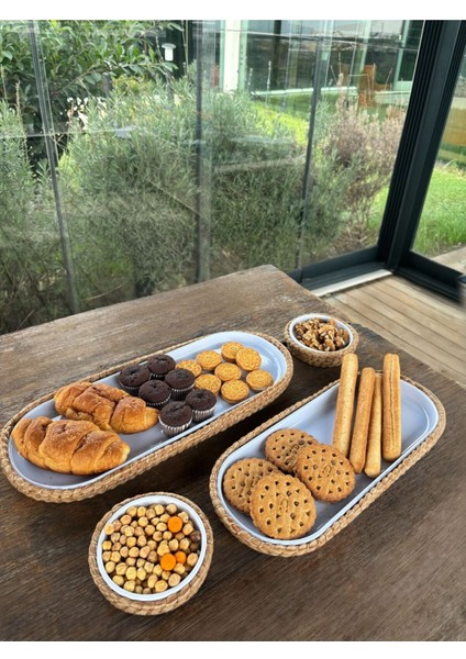 Servis Seti 4’lü Melamin Hasır Görünümlü – Kahverengi – Şık Model