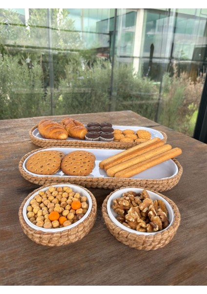 Servis Seti 4’lü Melamin Hasır Görünümlü – Kahverengi – Şık Model fiyatları