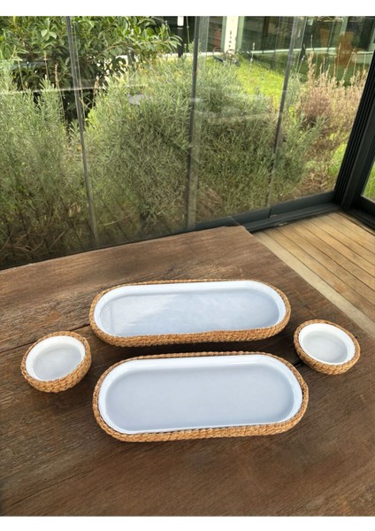 Servis Seti 4’lü Melamin Hasır Görünümlü – Kahverengi – Şık Model indirimleri