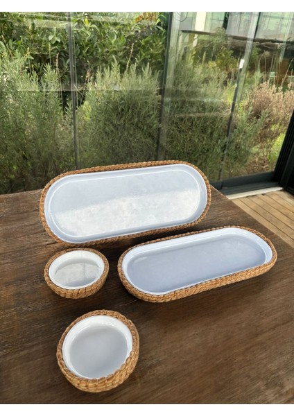 Servis Seti 4’lü Melamin Hasır Görünümlü – Kahverengi – Şık Model