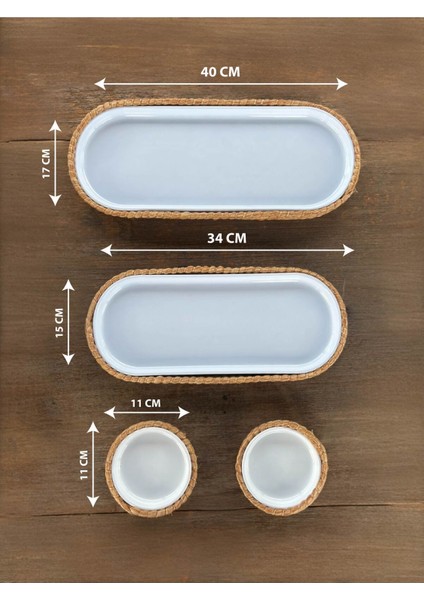 Servis Seti 4’lü Melamin Hasır Görünümlü – Kahverengi – Şık Model