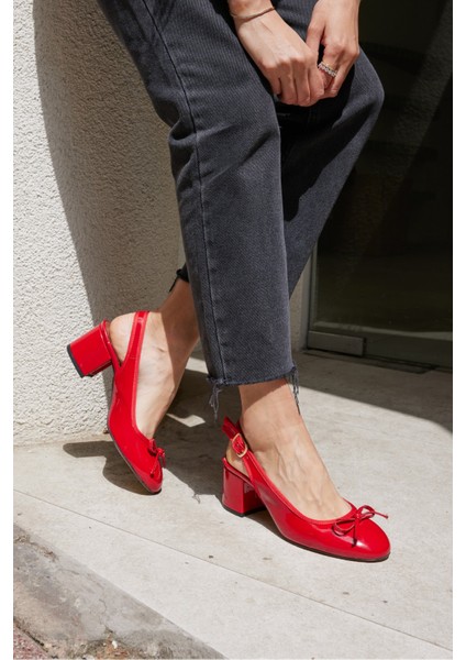 Dorado Kadın Nude Cilt Slingback Kalin Topuklu Ayakkabi