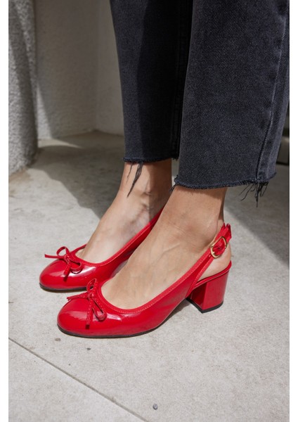 Dorado Kadın Nude Cilt Slingback Kalin Topuklu Ayakkabi modelleri