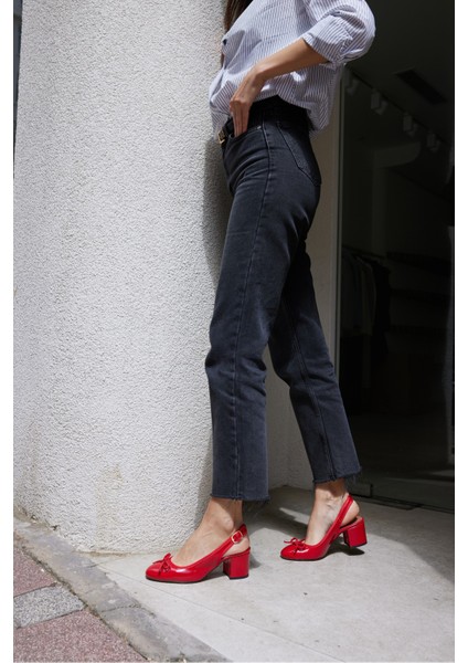 Dorado Kadın Nude Cilt Slingback Kalin Topuklu Ayakkabi