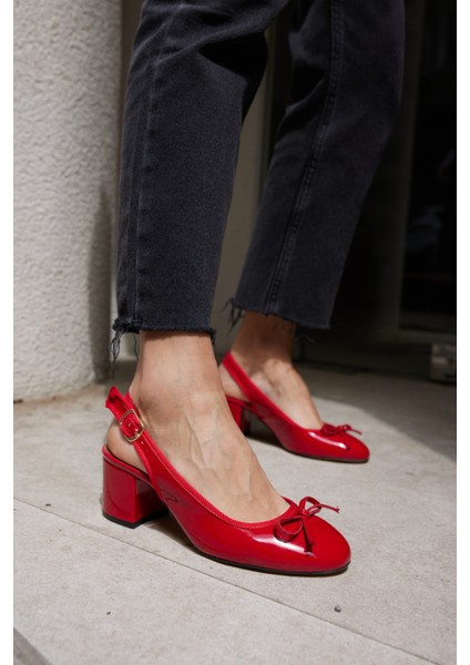 Dorado Kadın Nude Cilt Slingback Kalin Topuklu Ayakkabi