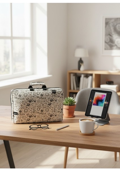 Omuz Askılı, Uzay Desenli iPad Pro 6.nesil 12.9”/ 7.nesil 13”/ Air M2 ile Uyumlu 13” Tablet Çantası
