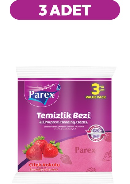 Çilek Kokulu 3'lü Temizlik Bezi Üçlü Paket fiyatları