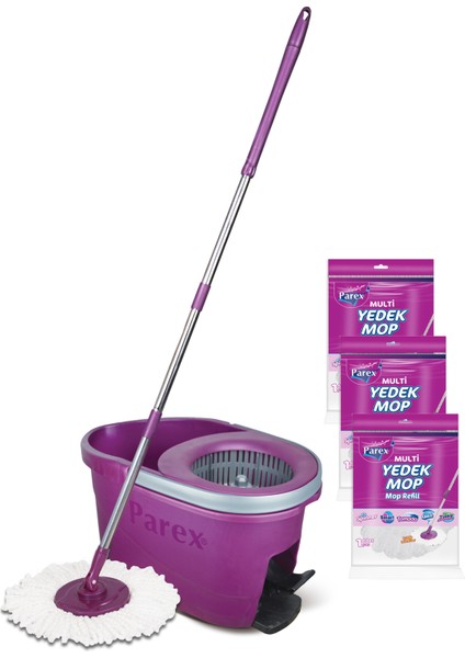 Thunderbolt Pedallı Otomatik Temizlik Seti ve 3'lü Yedek Mop