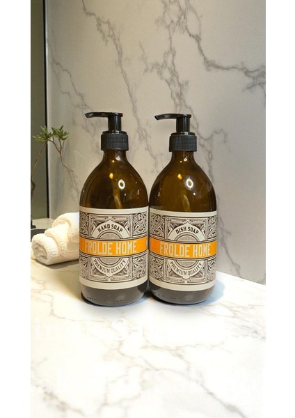 Home 2'li Amber Cam Mutfak Temizleyici Bulaşık Deterjanı Şişesi Sabunluk