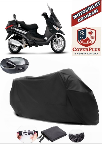 Piaggio X9 250 Siyah Arka Çanta Uyumlu Motorsiket Brandası Motor Örtüsü Çadır Su Geçirmez Motosiklet Kılıfı Motor Brandası