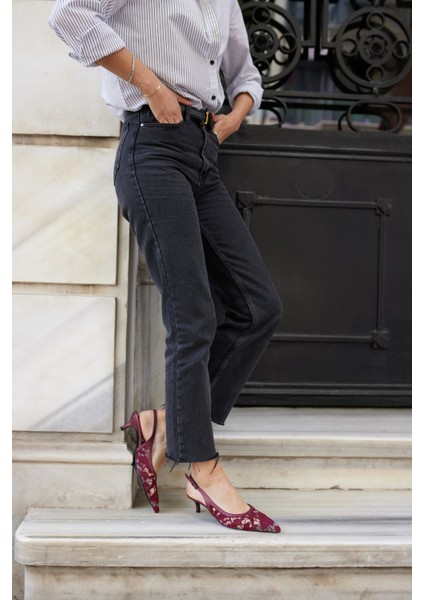 Gris Kadın Bej Dantel Tül Detay Mını Topuklu Ayakkabi fiyatları