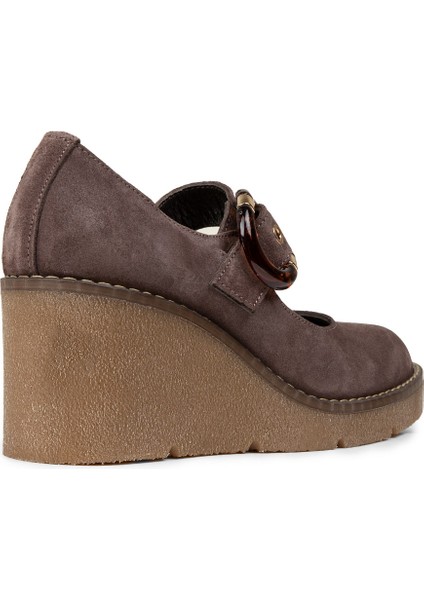 Kadın Hakiki Süet Vizon Renkli Dolgu Topuk Ayakkabı - 61780ZVZNC01 fiyatları