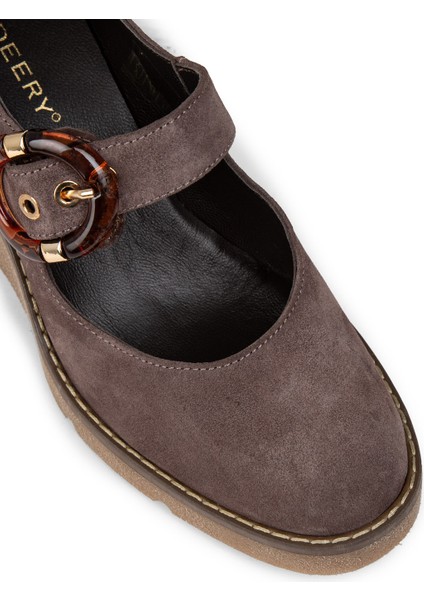 Kadın Hakiki Süet Vizon Renkli Dolgu Topuk Ayakkabı - 61780ZVZNC01 fırsatları