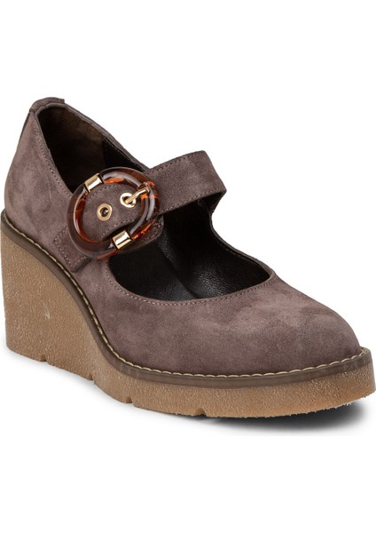 Kadın Hakiki Süet Vizon Renkli Dolgu Topuk Ayakkabı - 61780ZVZNC01 indirimleri