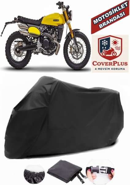 Caballero 500 Flat Track Motor Brandası Siyah Motorsiket Brandası Motor Örtüsü Çadır Su Geçirmez Motosiklet Kılıfı Motor Brandası
