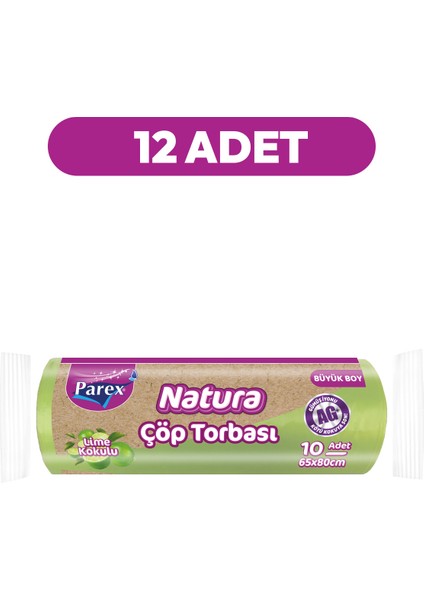 Natura 10'lu Çöp Torbası Büyük Boy 65 x 80 cm Onikili Paket