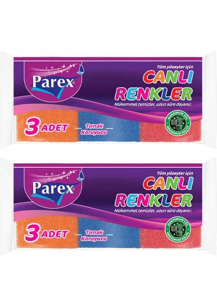 Canlı Renkler 3'lü Sünger Oluklu İkili Paket