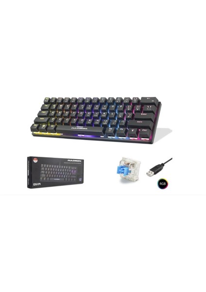 Hadron G509B Kablolu Oyuncu Mini Klavye Mekanik Blue Switch Rgb Q Siyah