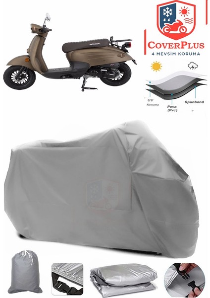 Mondial 50 Turismo Gri Motorsiket Brandası Motor Örtüsü Çadır Su Geçirmez Motosiklet Kılıfı Motor Brandası