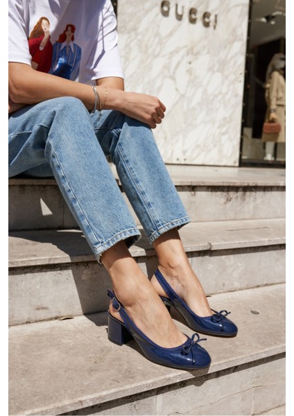 Dorado Kadın Nude Cilt Slingback Kalin Topuklu Ayakkabi