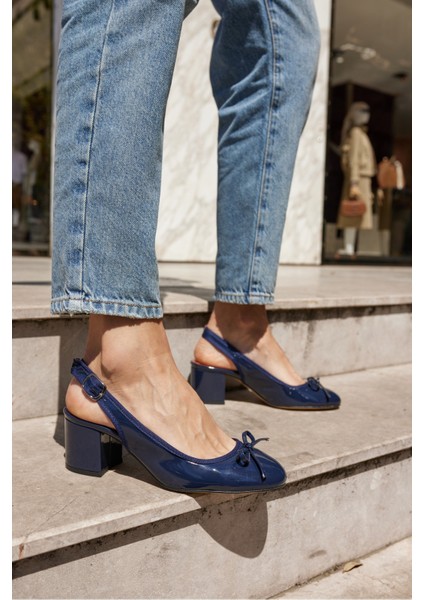 Dorado Kadın Nude Cilt Slingback Kalin Topuklu Ayakkabi