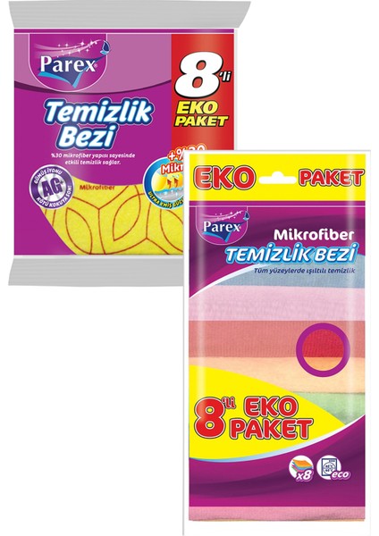 Mikrofiber 8'li Temizlik Bezi Paketi