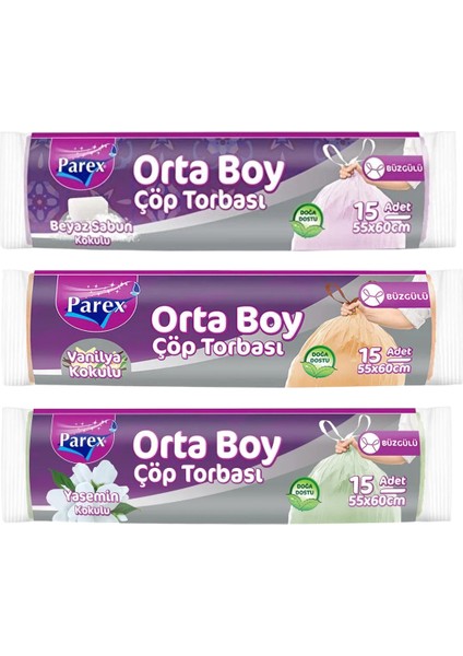 Orta Boy Büzgülü Kokulu Çöp Torbası Paketi