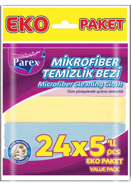 Mikrofiber 5'li Temizlik Bezi 24 Paket