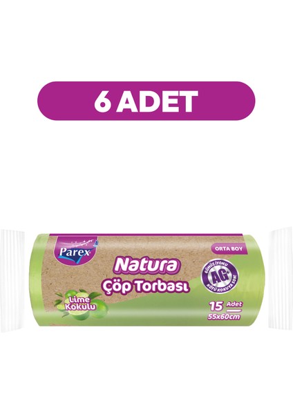 Natura Çöp Torbası Orta Boy 15'li 55 x 60 cm Altılı Paket fiyatları