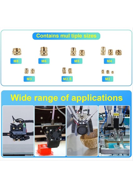 407PCS 3D Baskı Için Pirinç Dişli Ekler, M2 M2.5 M3 M 4 M5 M6 Dişi Iplik Metrik Pençeli Fındık Dişli Isı Seti (Yurt Dışından) modelleri