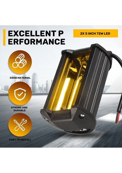 Atv, Utv, Golf Arabası Için 2 x 5 Inç 72W LED Su Geçirmez Sis Farı Sarı (Yurt Dışından) indirimleri