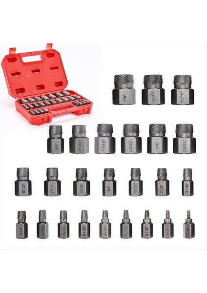 25PCS Vidalı Çıkarıcı Seti Hex Çoklu Spline Kolay Cıvata Çıkarıcı Seti, Ağır Hizmet Metrik Ez Yuvarlak Vida Sökücü (Yurt Dışından)
