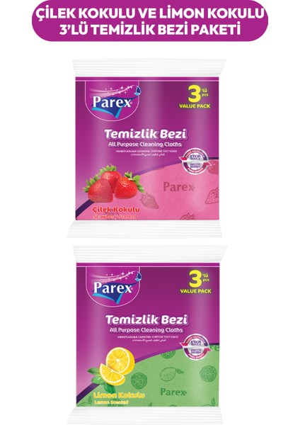 Çilek Kokulu ve Limon Kokulu 3'lü Temizlik Bezi Paketi fiyatları