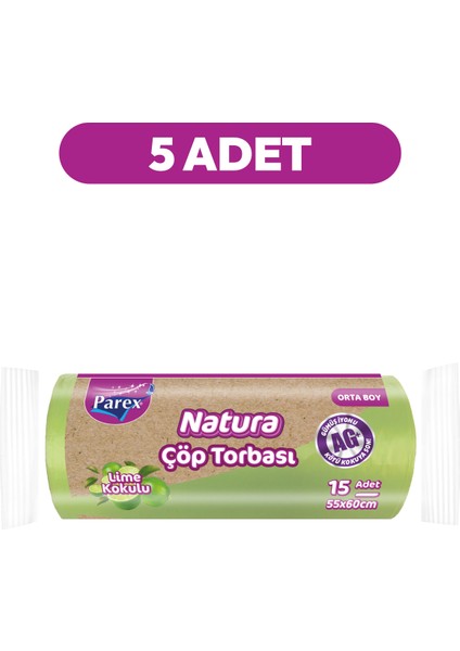 Natura Çöp Torbası Orta Boy 15'li 55 x 60 cm Beşli Paket fiyatları