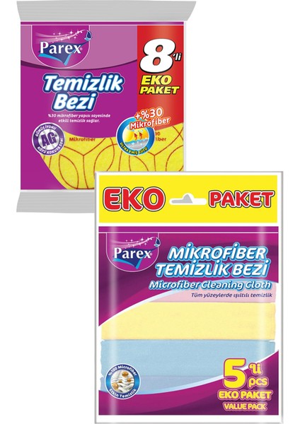 Mikrofiber Temizlik Bezleri 8'li ve 5'li Paket