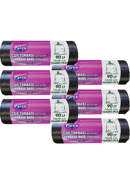 Professional 10'lu Çöp Torbası Battal Boy 72 x 95 cm Altılı Paket
