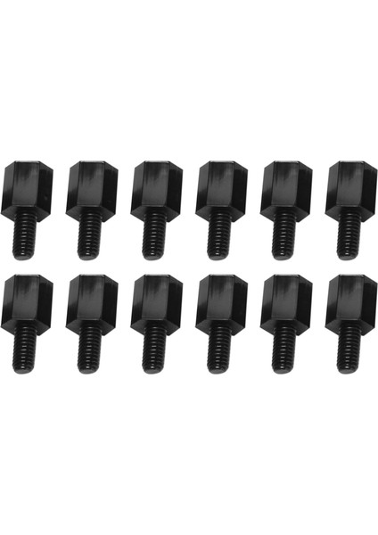 100X Anakart Naylon Hex Standoft Dişli Aralayıcı M3 Iplik 6+6mm Siyah (Yurt Dışından)