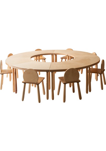 Woodnjoy Sekiz Parçalı Yuvarlak Grup Etkinlik Masası
