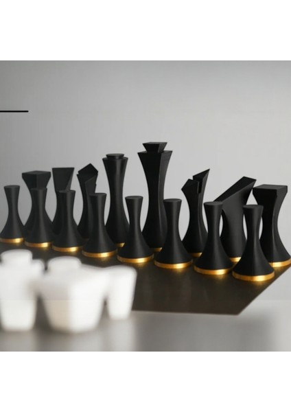 Modern Minimalist Tasarım Satranç Taşları Seti | 3D Baskı | Pla Malzeme | Tam Iki Takım