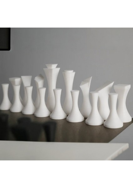 Modern Minimalist Tasarım Satranç Taşları Seti | 3D Baskı | Pla Malzeme | Tam Iki Takım modelleri