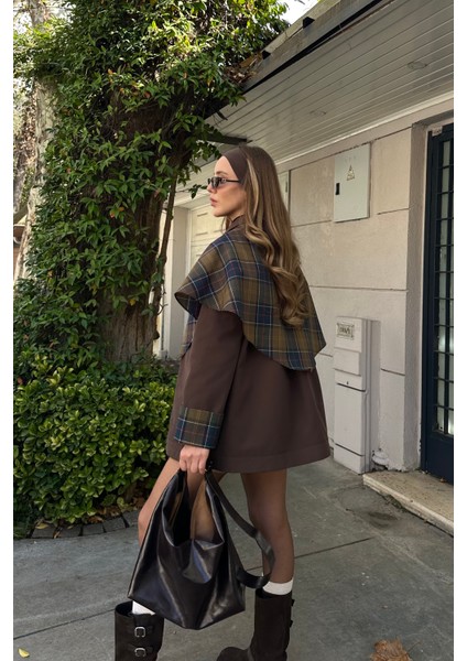 Kahverengi Ekose Garnili Trençkot - 7620