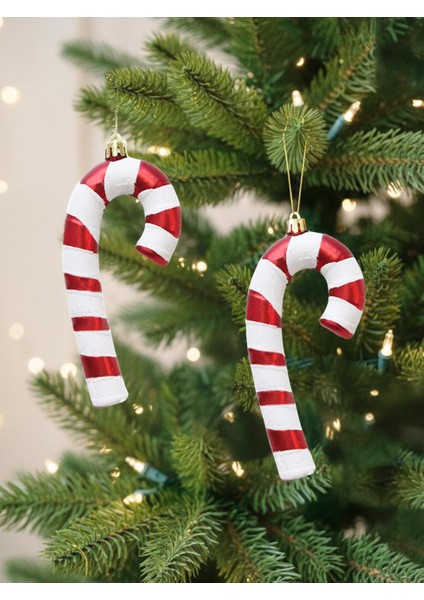 Yılbaşı Ağaç Süsü Baston Şeker Figürlü Kırmızı-Beyaz 14 cm 2'li