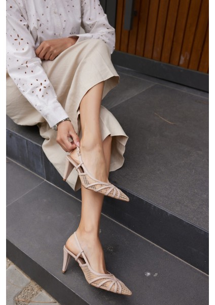 Pais Kadın Bej Fıle Detay Topuklu Ayakkabı modelleri