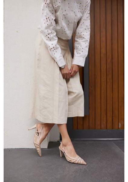 Pais Kadın Bej Fıle Detay Topuklu Ayakkabı