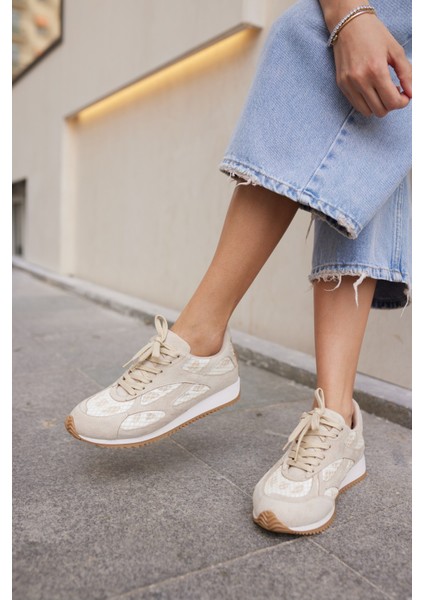 Talisca Kadın Bej Bagcıklı Sneaker