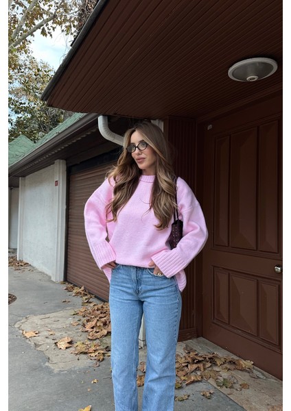 Pembe Bisiklet Yaka Basic Kazak - 2217