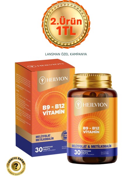 Vitamin B12 (Metilkobalamin) Folik Asit (Metilfolat) 30 Dil Altı Tablet (B12-B9)