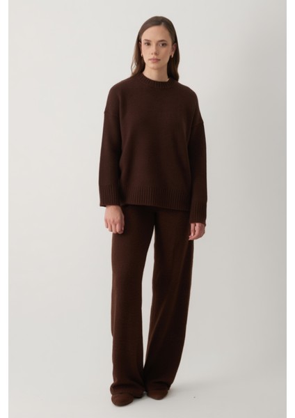 Kahverengi Bisiklet Yaka Basic Kazak - 2217