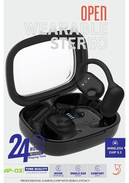 AP03-002 Kulak Üstü Bluetooth Kulaklık Siyah