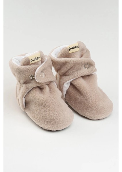 Bej, Organik Pamuk Astarlı, Bebek Pandufu, Kaydırmaz Tabanlı Ilk Adım Ev Patiği